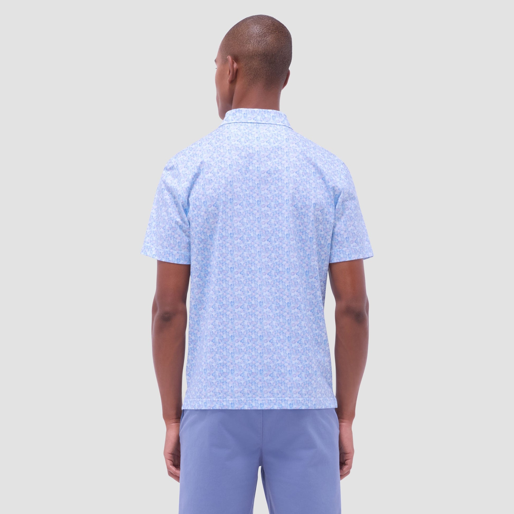 Bugatchi Victor Leaf Print OoohCotton® Polo Shirt Ice