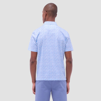 Bugatchi Victor Leaf Print OoohCotton® Polo Shirt Ice