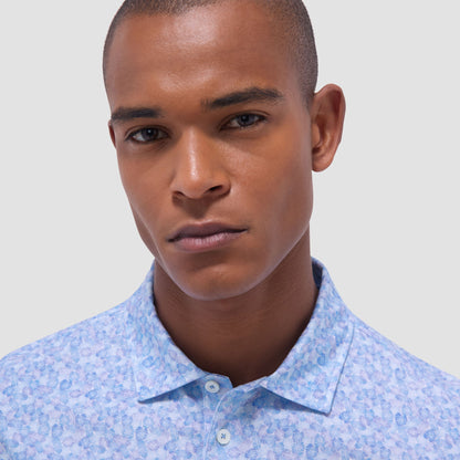 Bugatchi Victor Leaf Print OoohCotton® Polo Shirt Ice