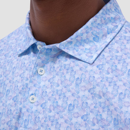 Bugatchi Victor Leaf Print OoohCotton® Polo Shirt Ice