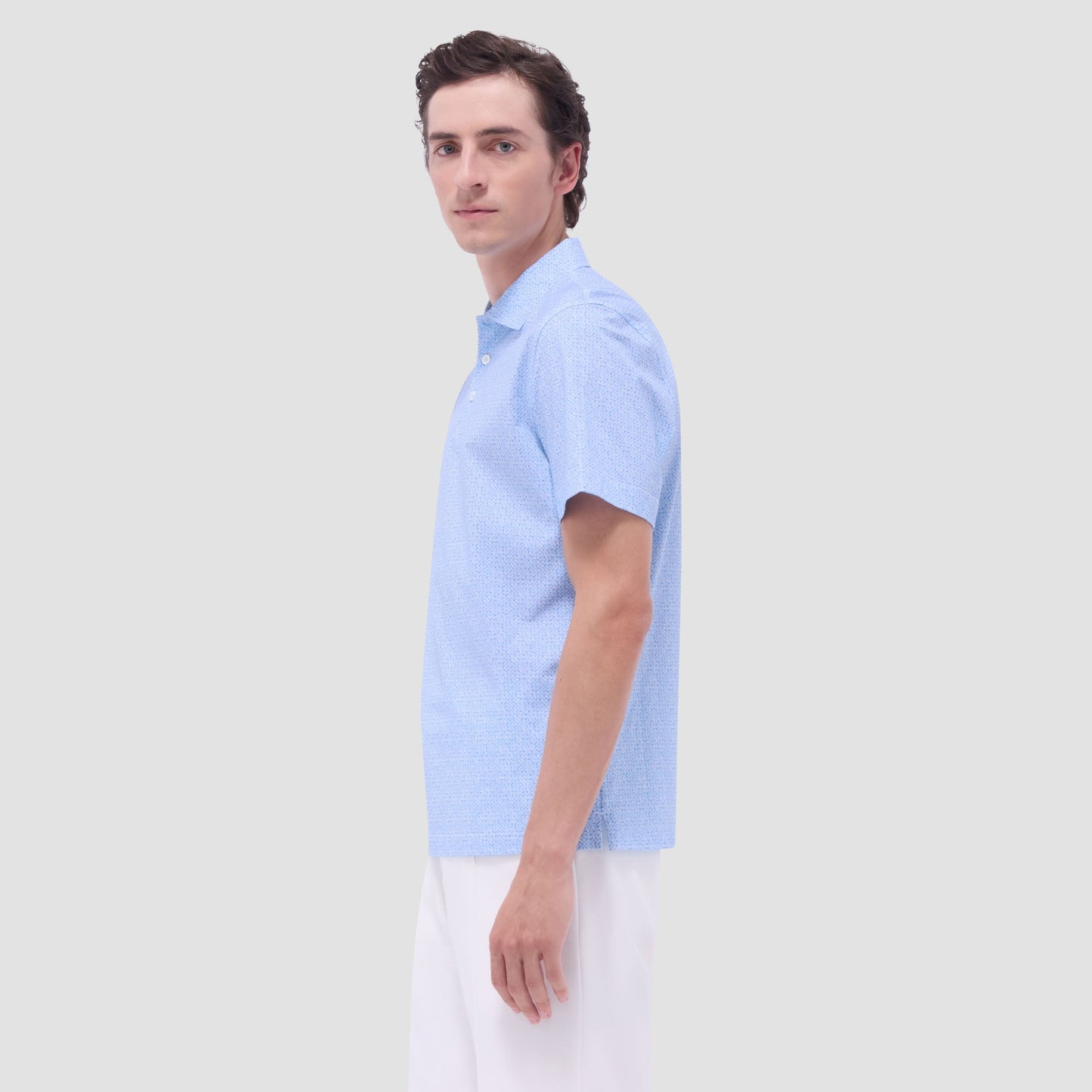 Bugatchi Victor Leaf Print OoohCotton® Polo Shirt Ice