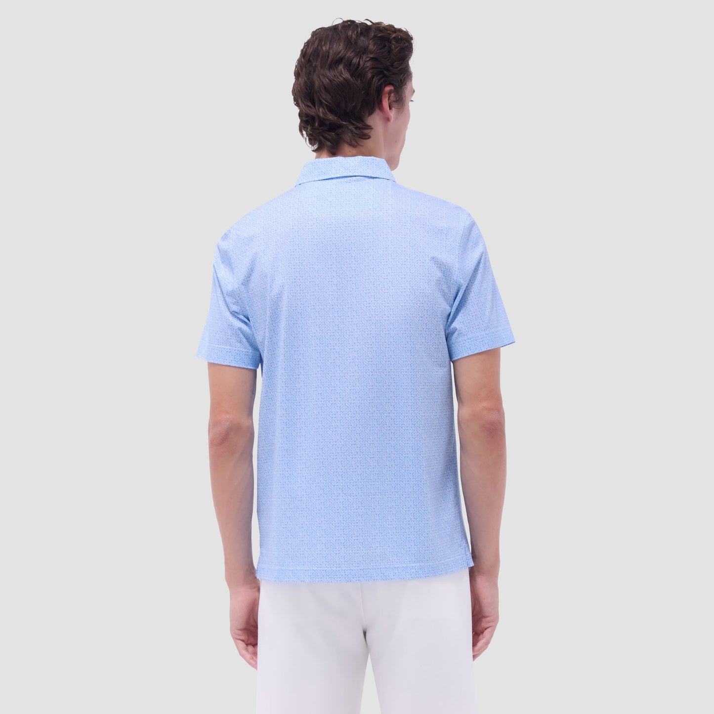 Bugatchi Victor Leaf Print OoohCotton® Polo Shirt Ice
