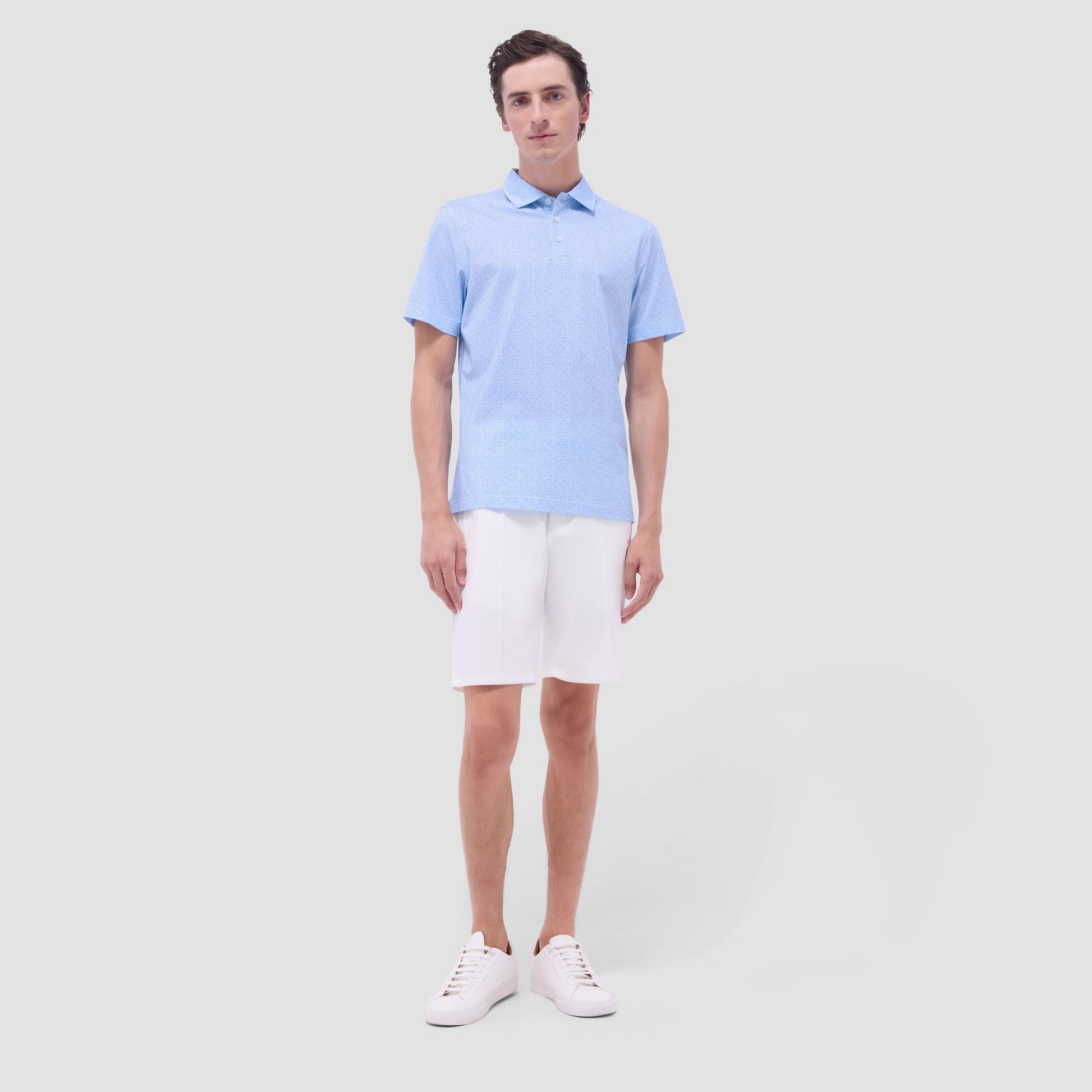 Bugatchi Victor Leaf Print OoohCotton® Polo Shirt Ice