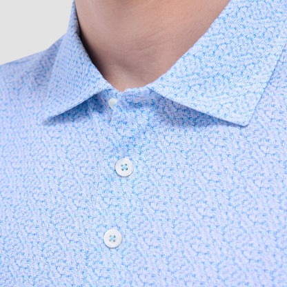 Bugatchi Victor Leaf Print OoohCotton® Polo Shirt Ice