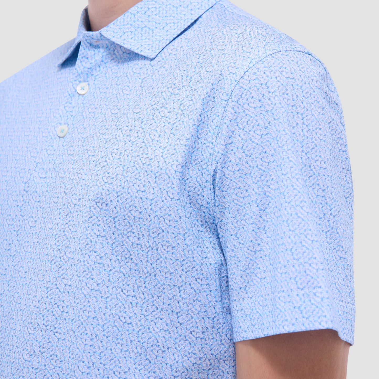 Bugatchi Victor Leaf Print OoohCotton® Polo Shirt Ice