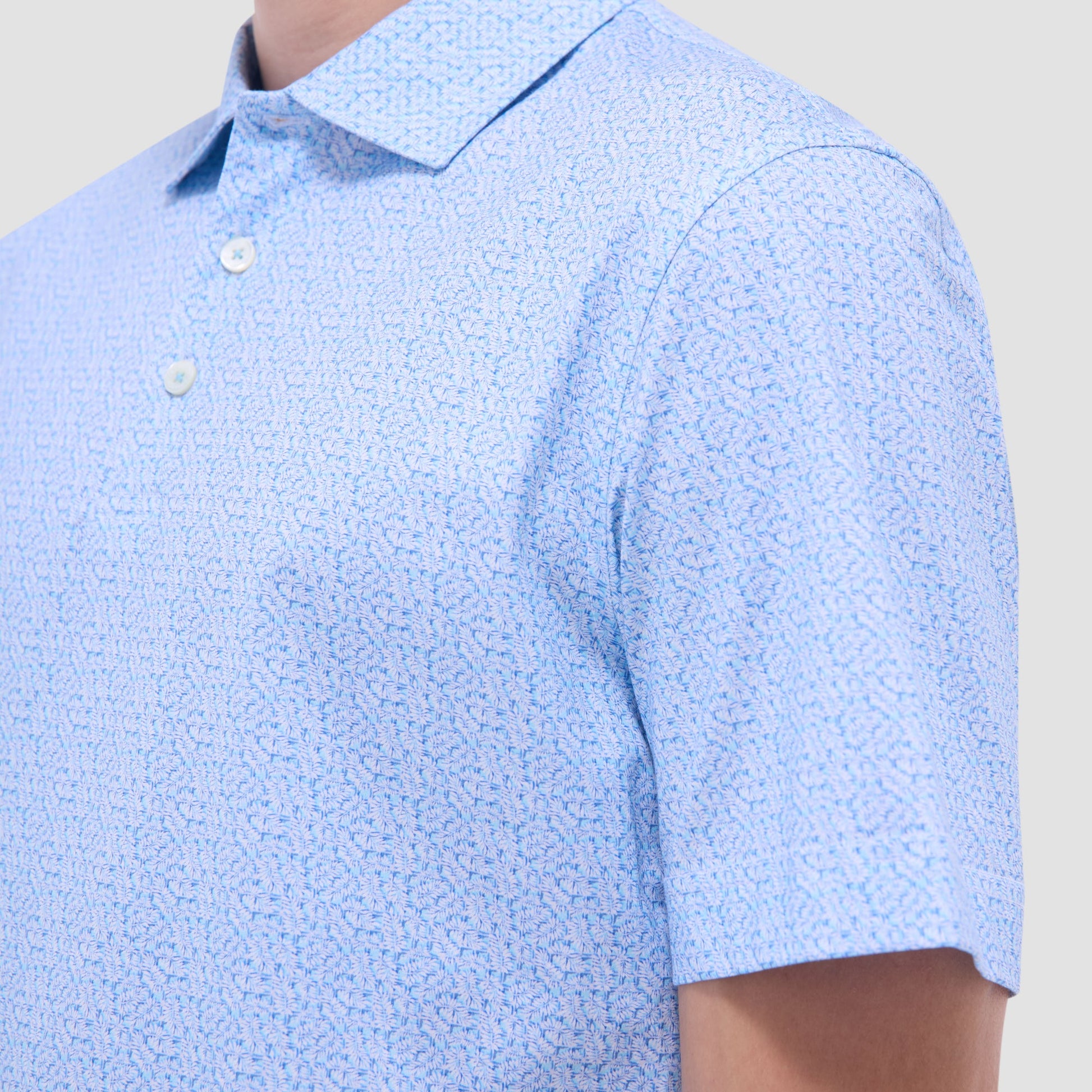 Bugatchi Victor Leaf Print OoohCotton® Polo Shirt Ice
