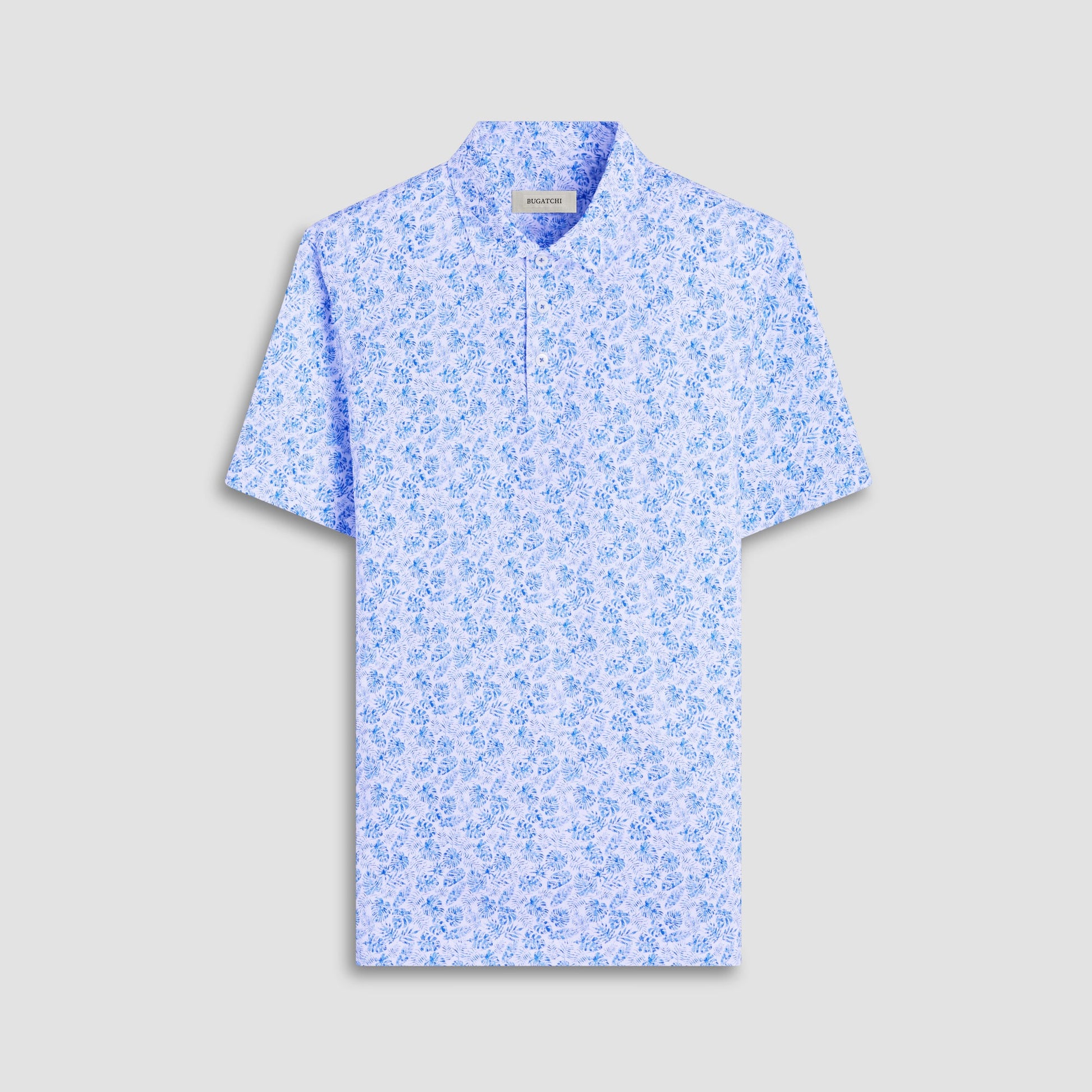 Bugatchi Victor Leaf Print OoohCotton® Polo Shirt Classic Blue