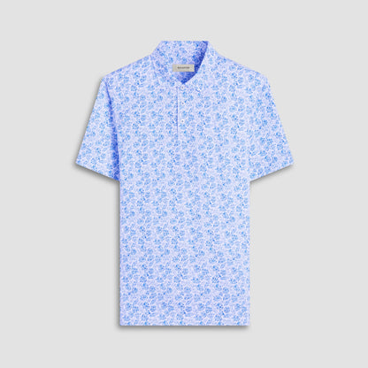 Bugatchi Victor Leaf Print OoohCotton® Polo Shirt Classic Blue