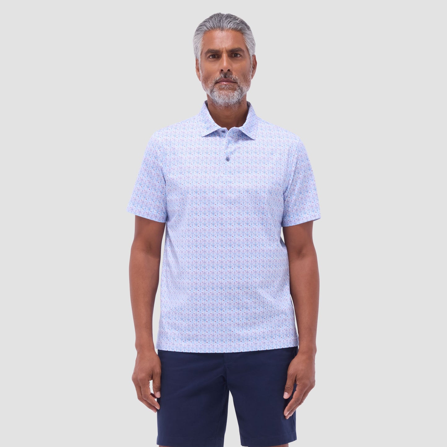 Bugatchi Victor Mosaic OoohCotton® Polo Shirt Pink
