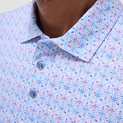 Bugatchi Victor Mosaic OoohCotton® Polo Shirt Pink
