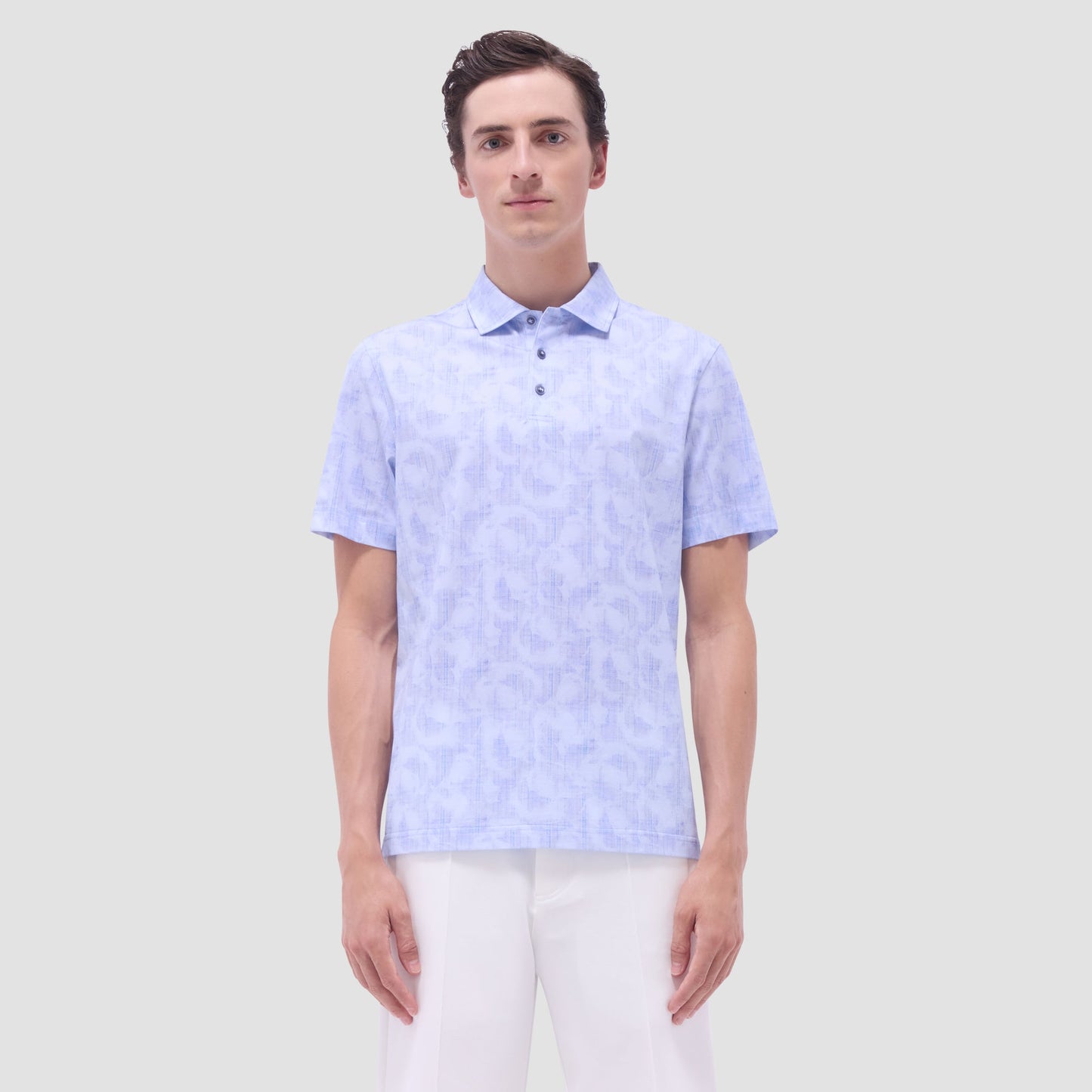 Bugatchi Victor Abstract OoohCotton® Polo Shirt Air Blue
