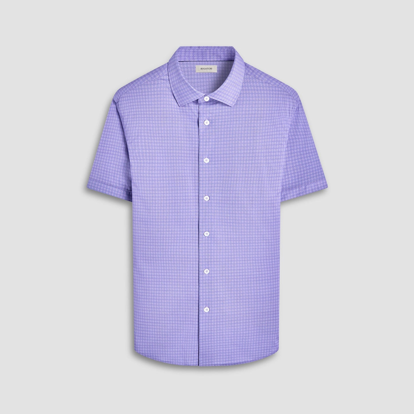 Bugatchi Miles Geometric OoohCotton® Short-Sleeve Shirt Lilac