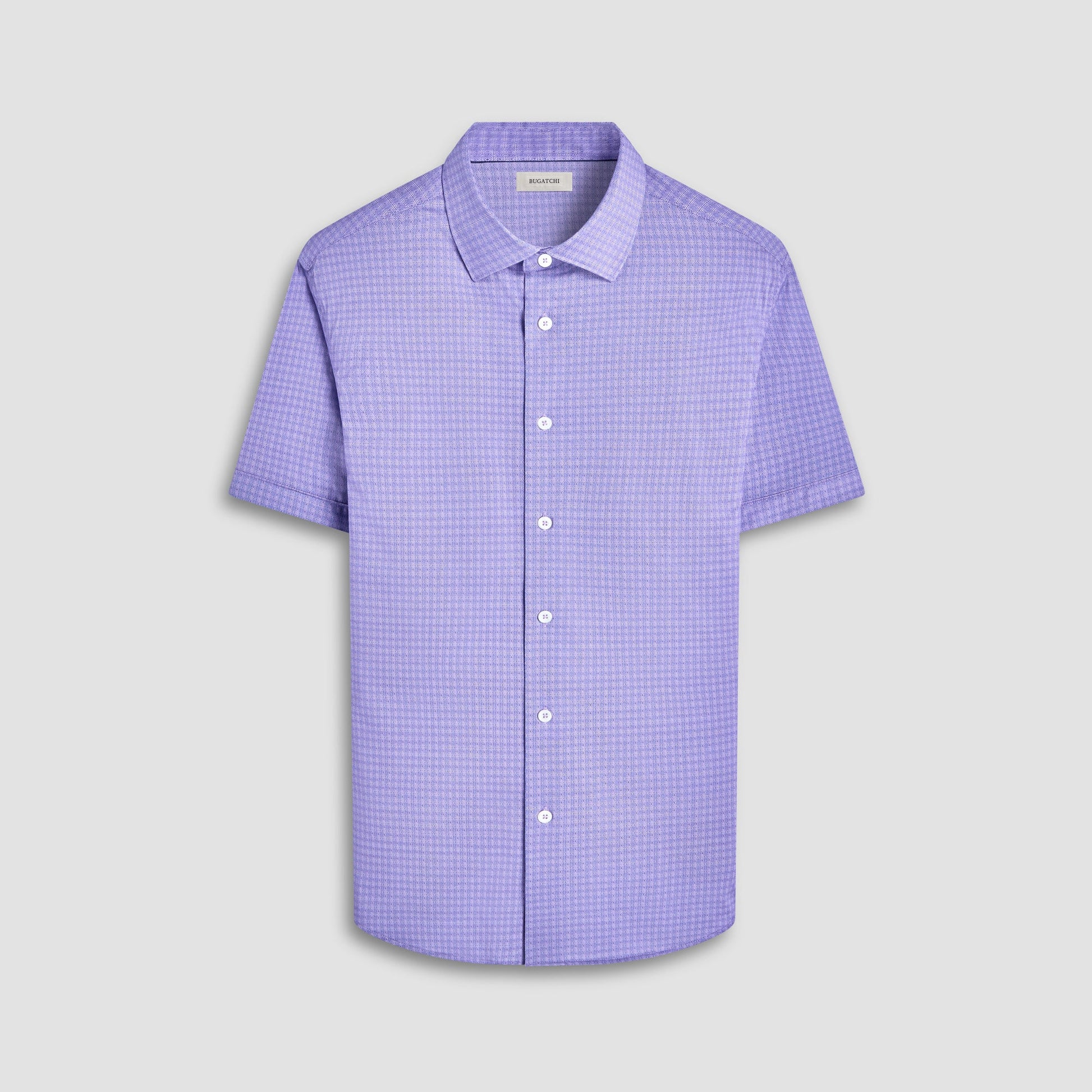 Bugatchi Miles Geometric OoohCotton® Short-Sleeve Shirt Lilac