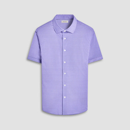 Bugatchi Miles Geometric OoohCotton® Short-Sleeve Shirt Lilac