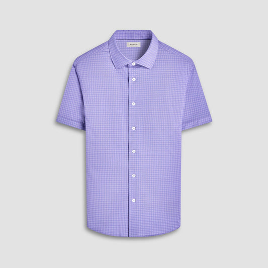 Bugatchi Miles Geometric OoohCotton® Short-Sleeve Shirt Lilac