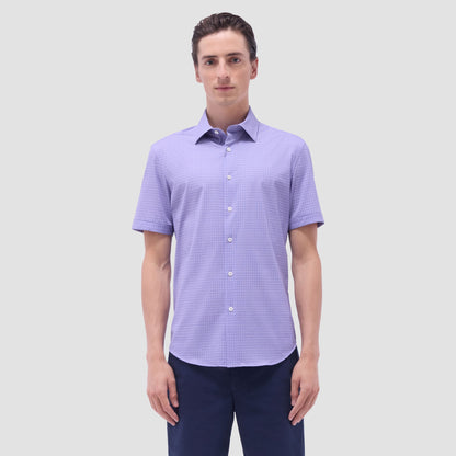 Bugatchi Miles Geometric OoohCotton® Short-Sleeve Shirt Lilac