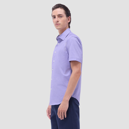 Bugatchi Miles Geometric OoohCotton® Short-Sleeve Shirt Lilac