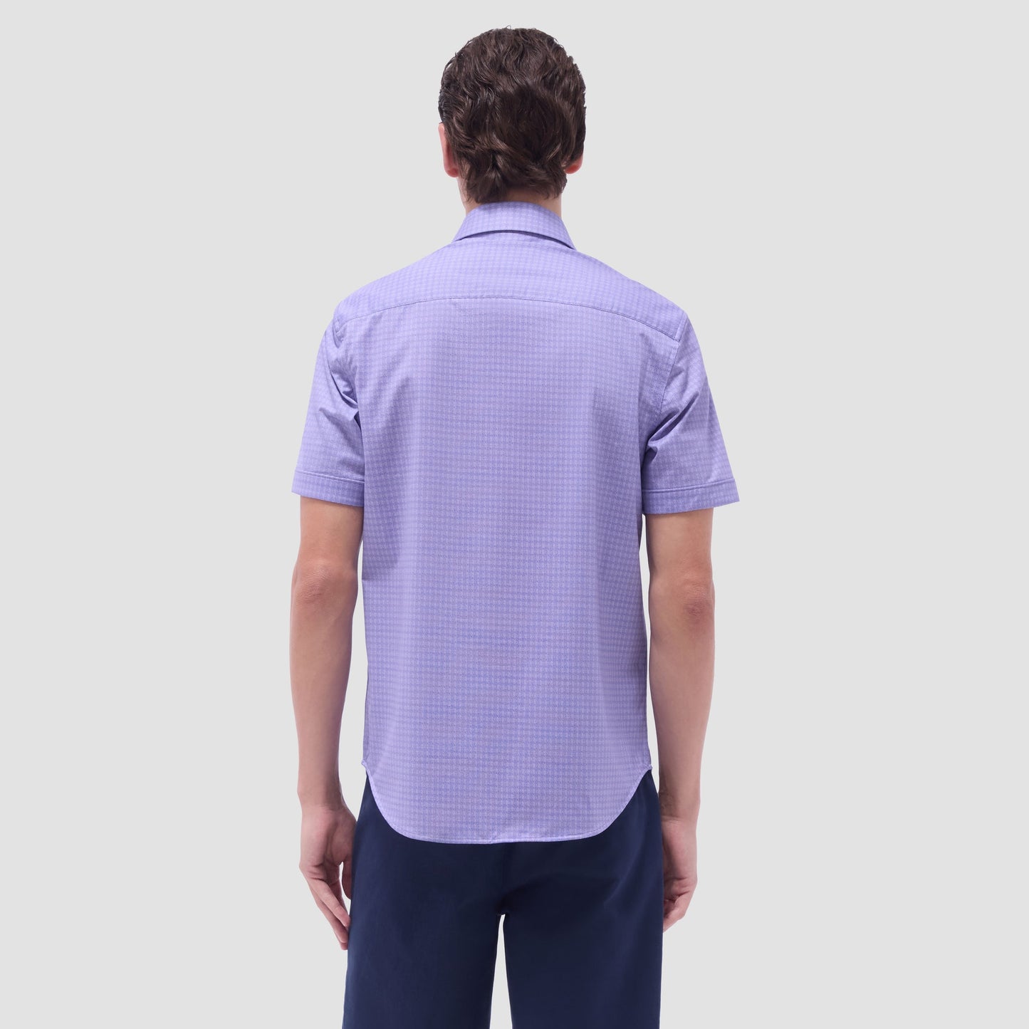 Bugatchi Miles Geometric OoohCotton® Short-Sleeve Shirt Lilac