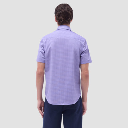Bugatchi Miles Geometric OoohCotton® Short-Sleeve Shirt Lilac