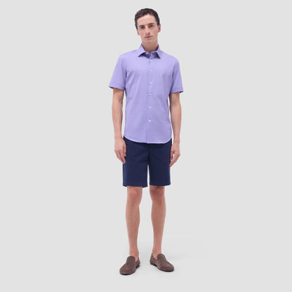 Bugatchi Miles Geometric OoohCotton® Short-Sleeve Shirt Lilac