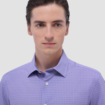 Bugatchi Miles Geometric OoohCotton® Short-Sleeve Shirt Lilac