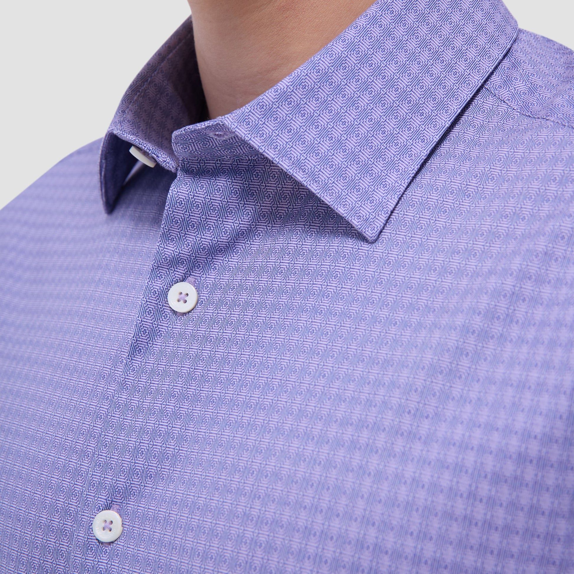 Bugatchi Miles Geometric OoohCotton® Short-Sleeve Shirt Lilac