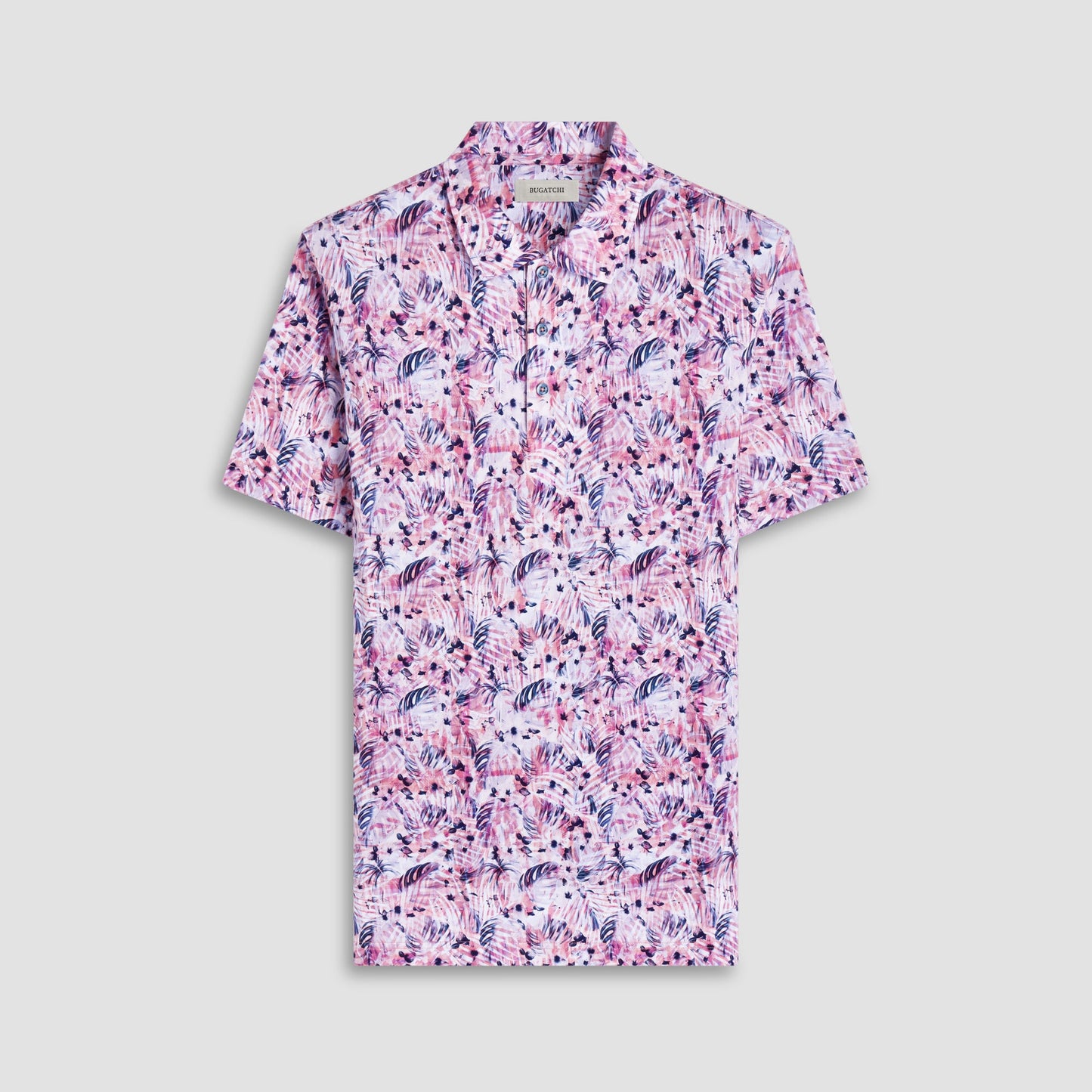 Bugatchi Victor Leaf Print OoohCotton® Polo Shirt Chili