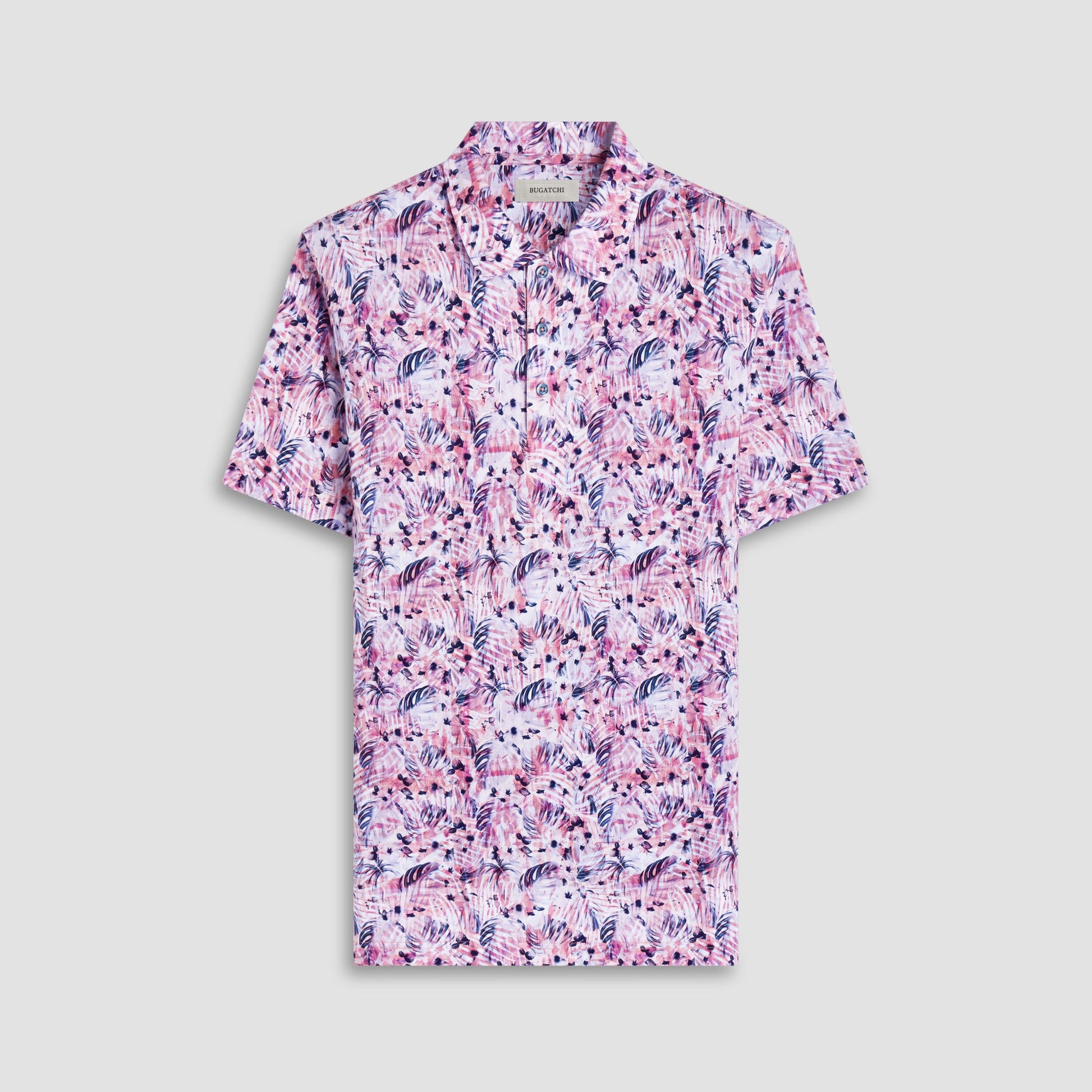 Bugatchi Victor Leaf Print OoohCotton® Polo Shirt Chili