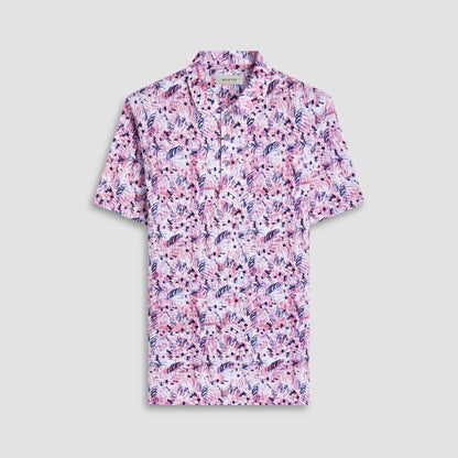 Bugatchi Victor Leaf Print OoohCotton® Polo Shirt Chili