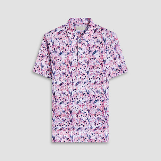 Bugatchi Victor Leaf Print OoohCotton® Polo Shirt Chili