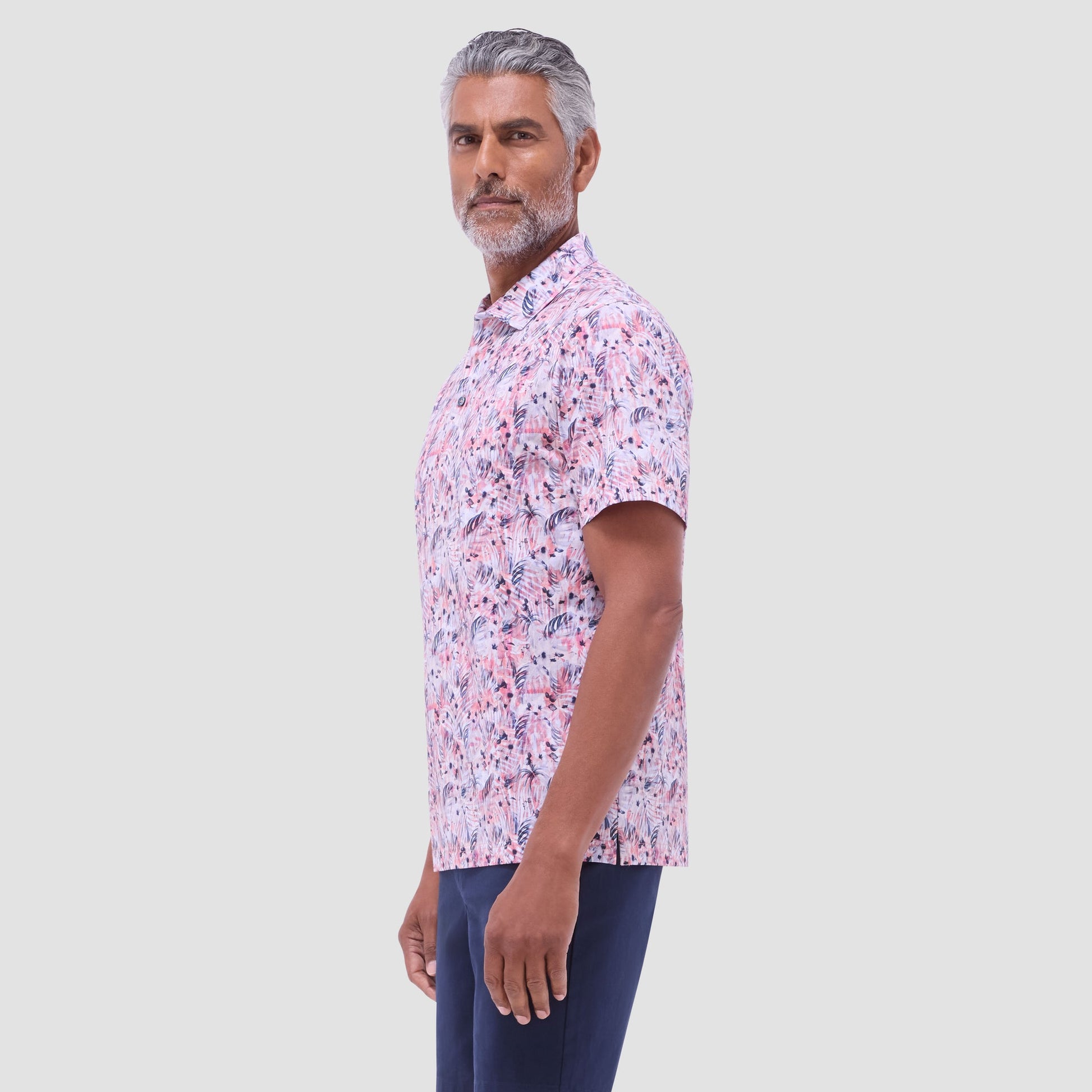 Bugatchi Victor Leaf Print OoohCotton® Polo Shirt Chili