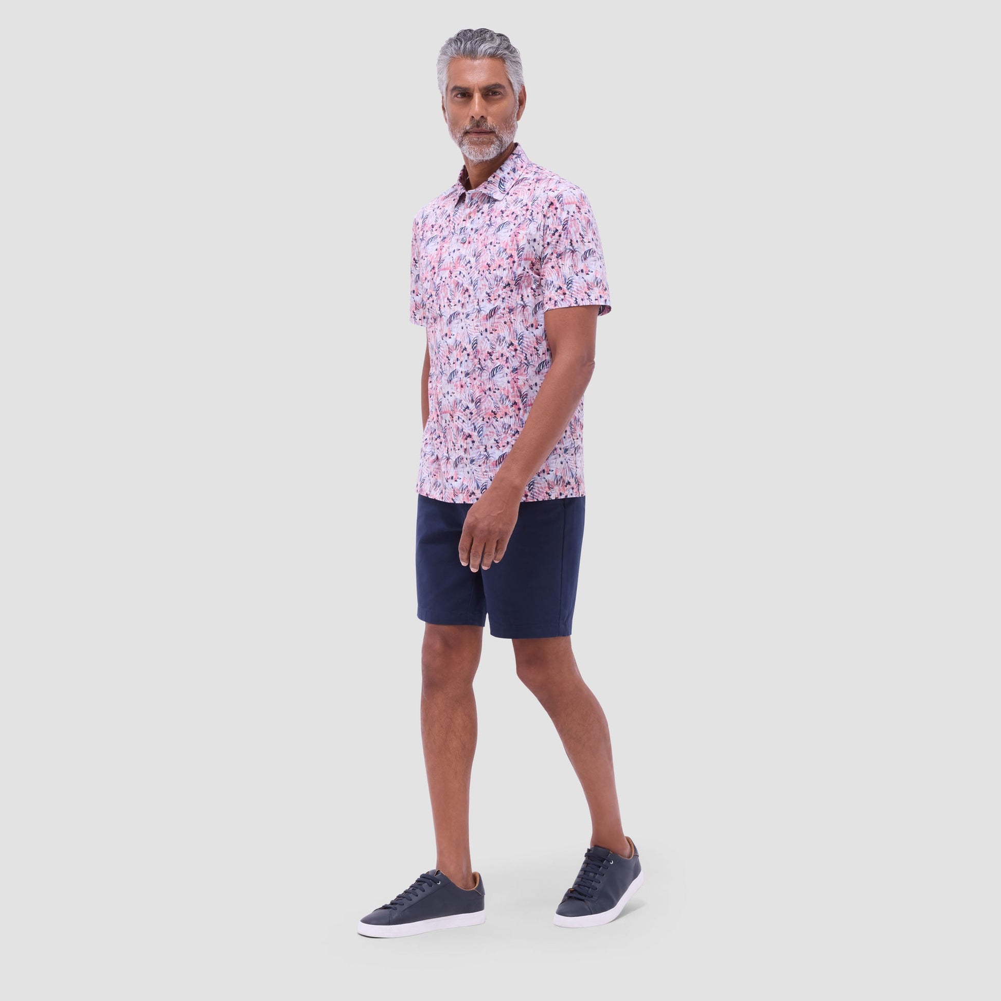 Bugatchi Victor Leaf Print OoohCotton® Polo Shirt Chili