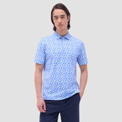 Bugatchi Victor Palm Tree OoohCotton® Polo Shirt Classic Blue
