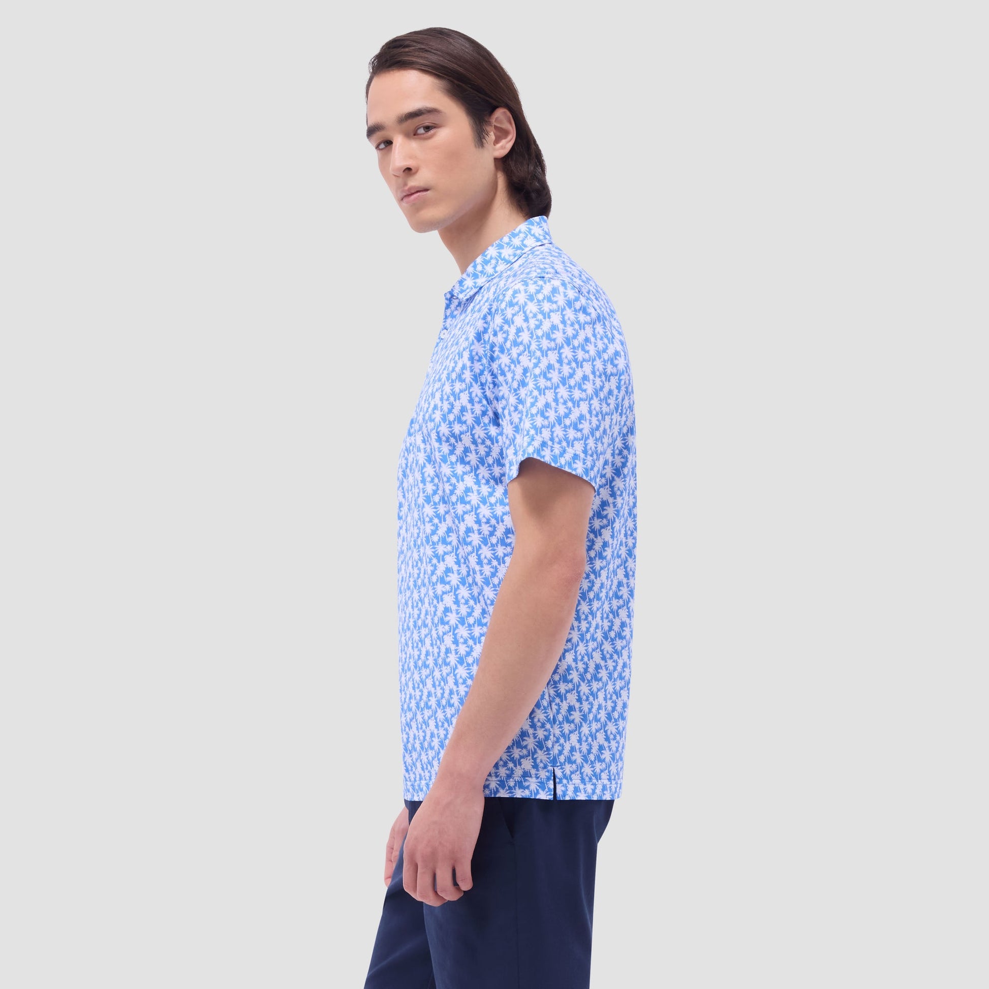 Bugatchi Victor Palm Tree OoohCotton® Polo Shirt Classic Blue