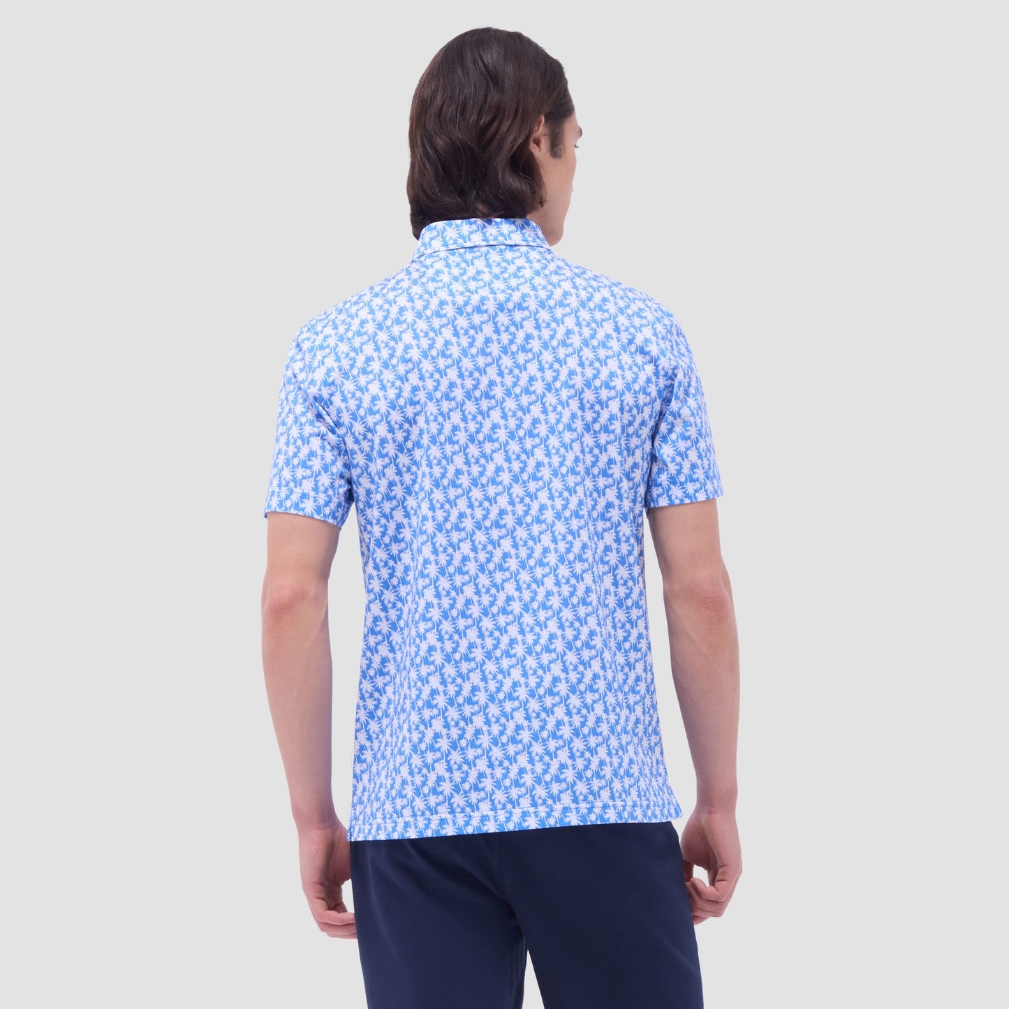 Bugatchi Victor Palm Tree OoohCotton® Polo Shirt Classic Blue