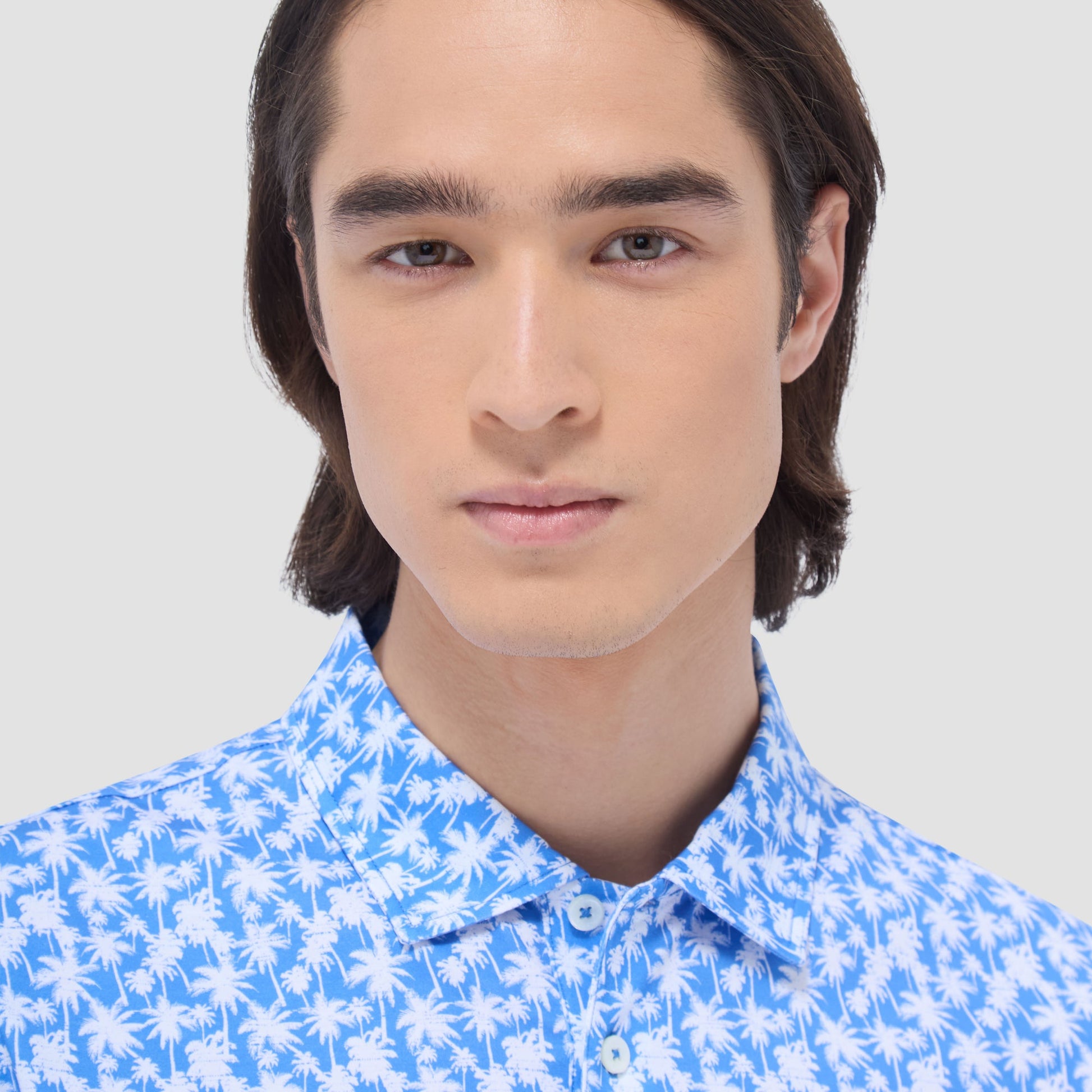 Bugatchi Victor Palm Tree OoohCotton® Polo Shirt Classic Blue