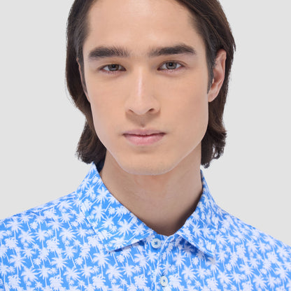 Bugatchi Victor Palm Tree OoohCotton® Polo Shirt Classic Blue