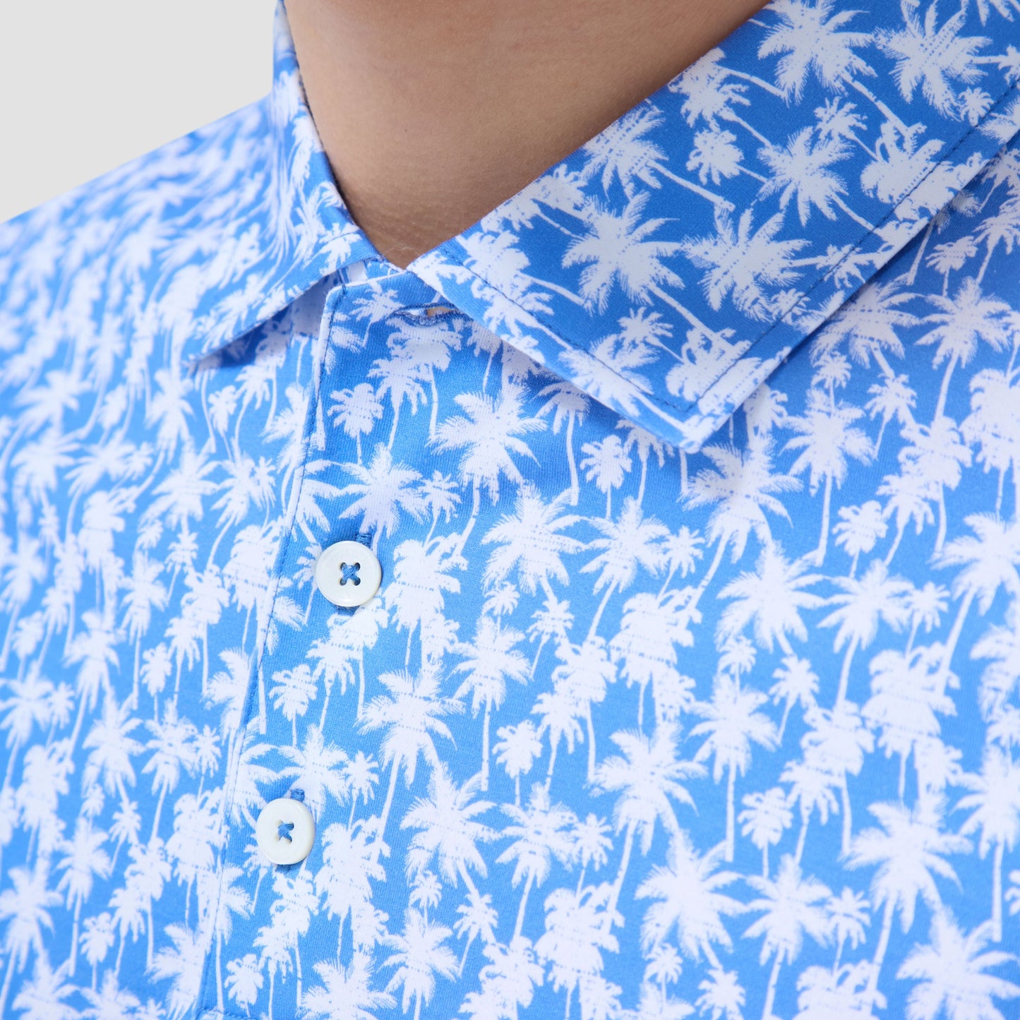 Bugatchi Victor Palm Tree OoohCotton® Polo Shirt Classic Blue