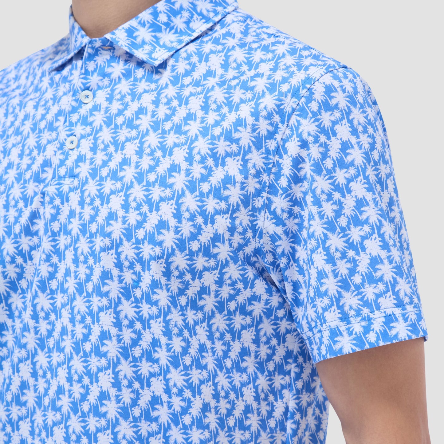 Bugatchi Victor Palm Tree OoohCotton® Polo Shirt Classic Blue