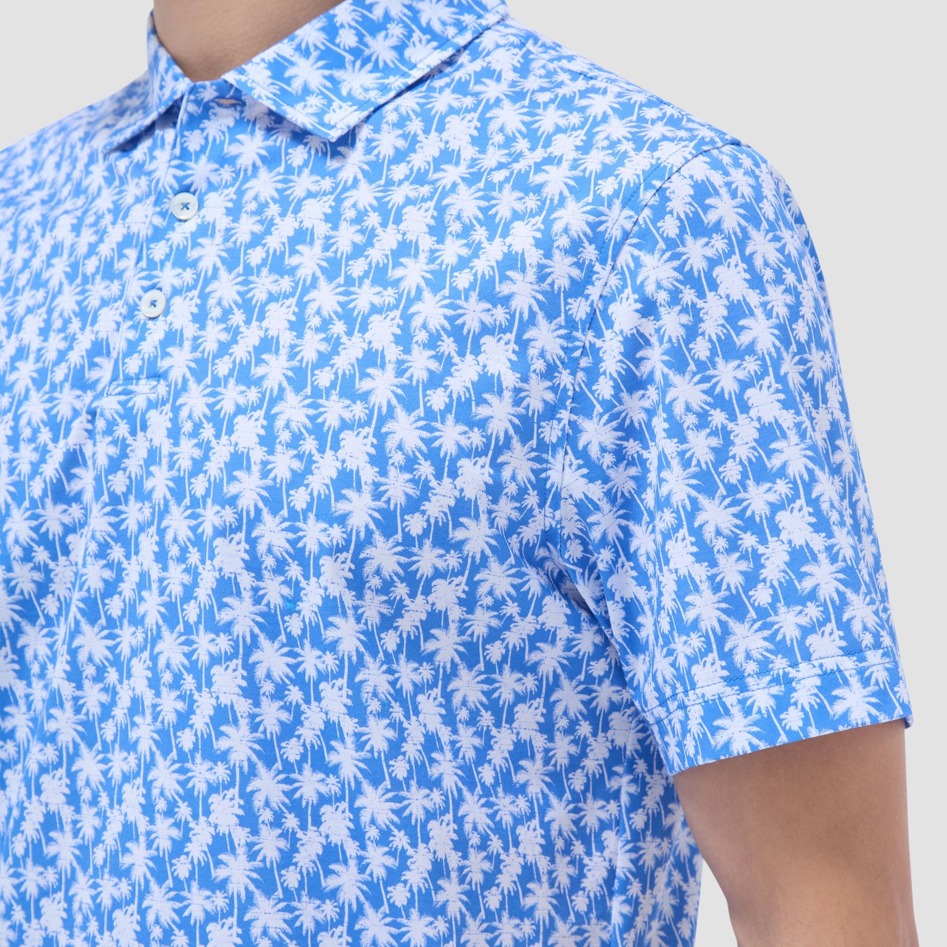 Bugatchi Victor Palm Tree OoohCotton® Polo Shirt Classic Blue