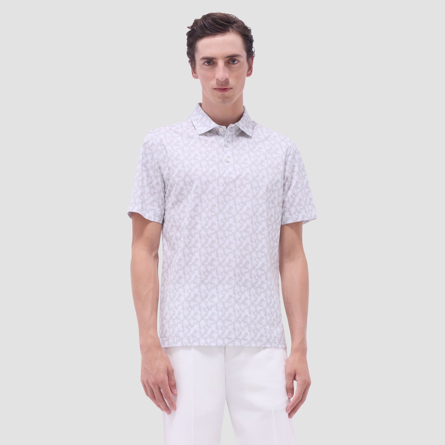 Bugatchi Victor Palm Tree OoohCotton® Polo Shirt Sand