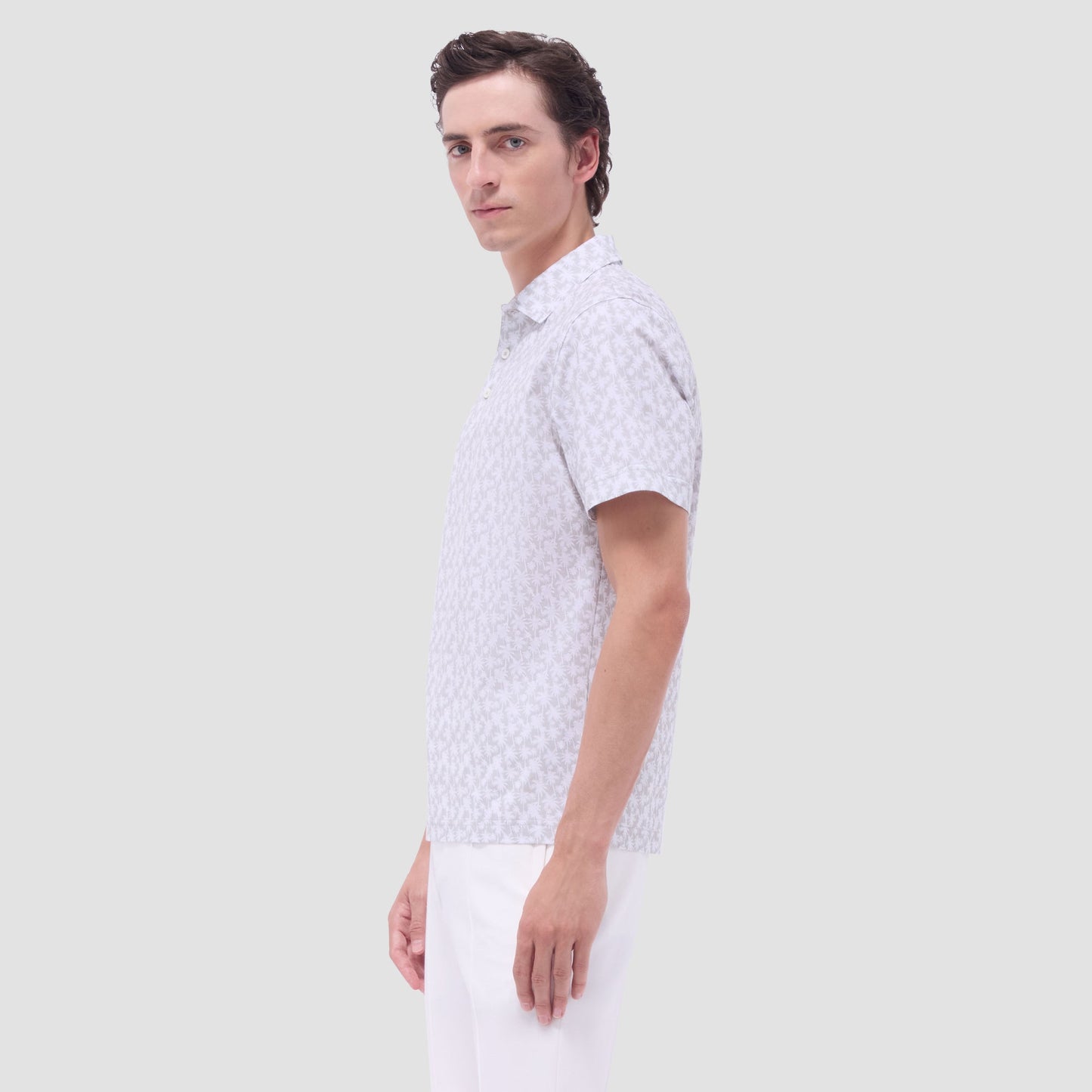 Bugatchi Victor Palm Tree OoohCotton® Polo Shirt Sand