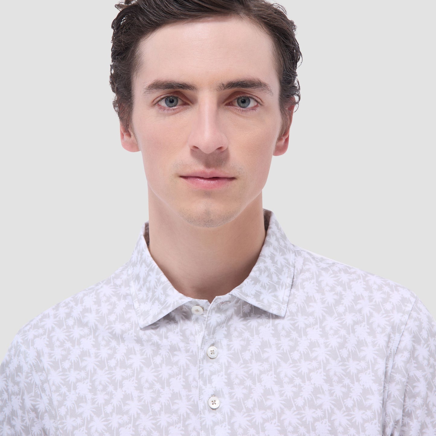 Bugatchi Victor Palm Tree OoohCotton® Polo Shirt Sand
