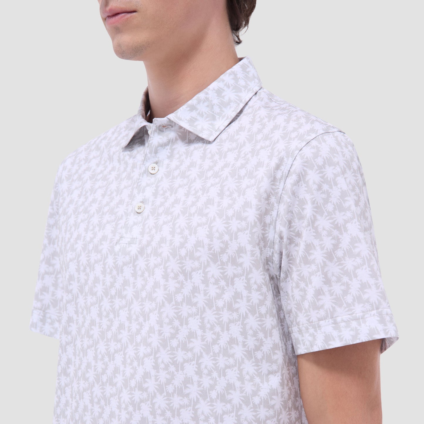 Bugatchi Victor Palm Tree OoohCotton® Polo Shirt Sand