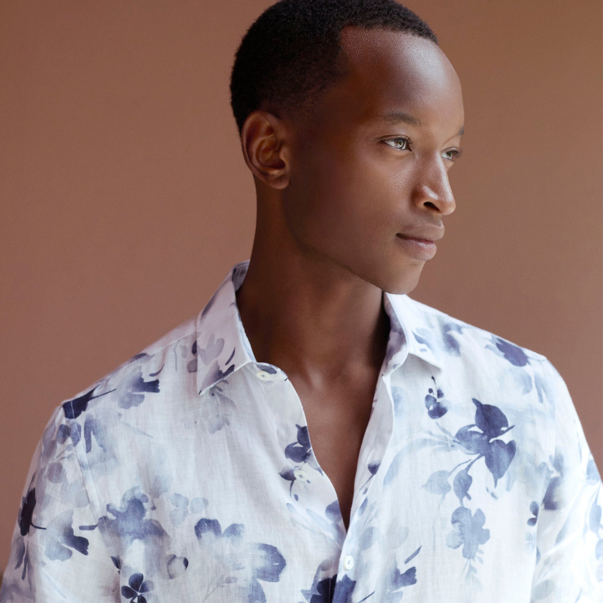 Bugatchi Orson Floral Short-Sleeve Shirt Steel
