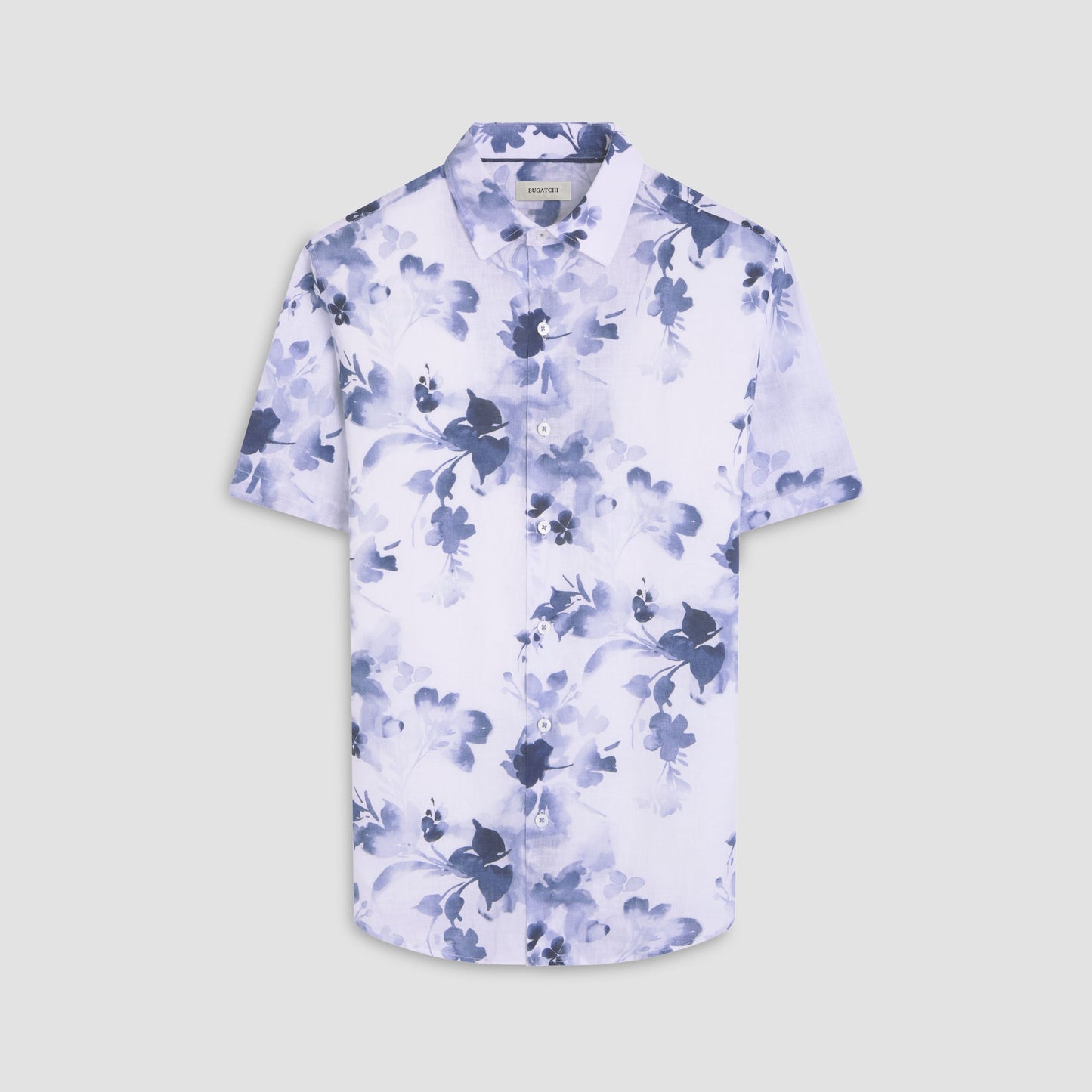Bugatchi Orson Floral Short-Sleeve Shirt Steel