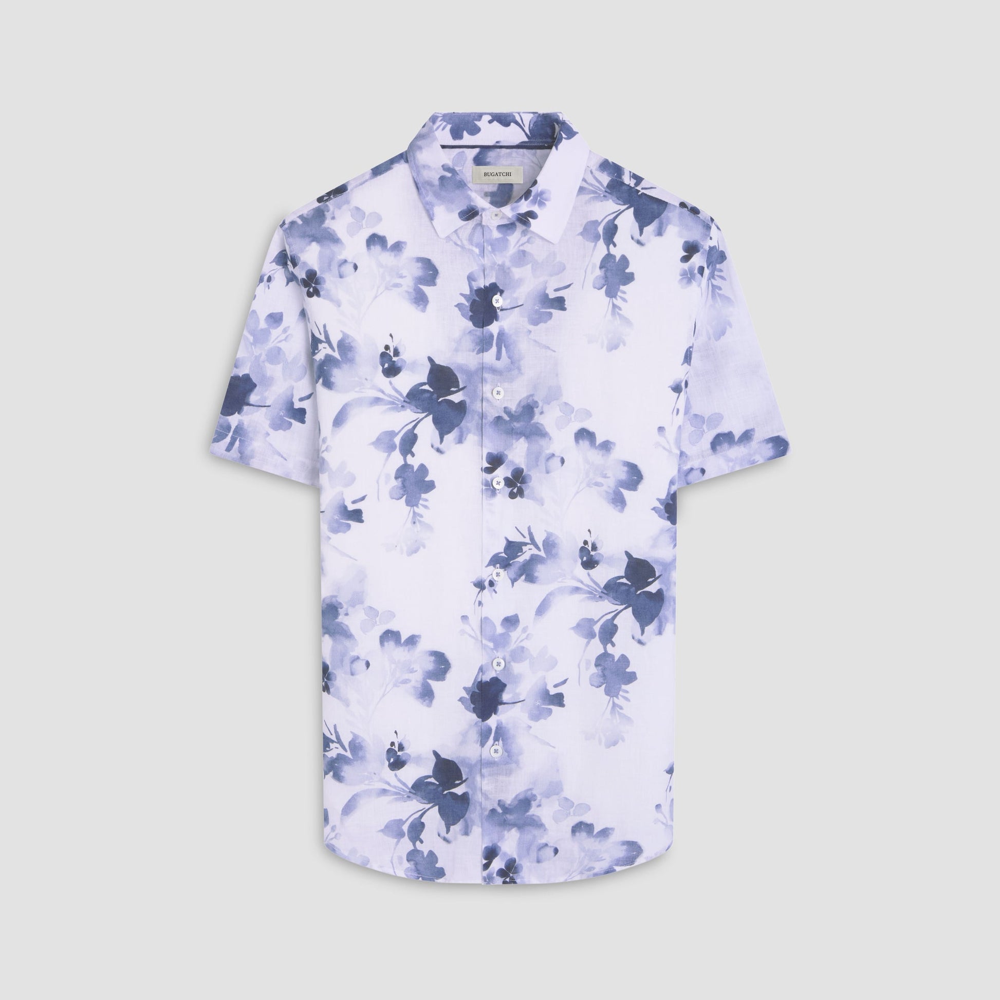Bugatchi Orson Floral Short-Sleeve Shirt Steel