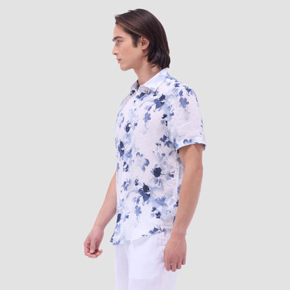 Bugatchi Orson Floral Short-Sleeve Shirt Steel