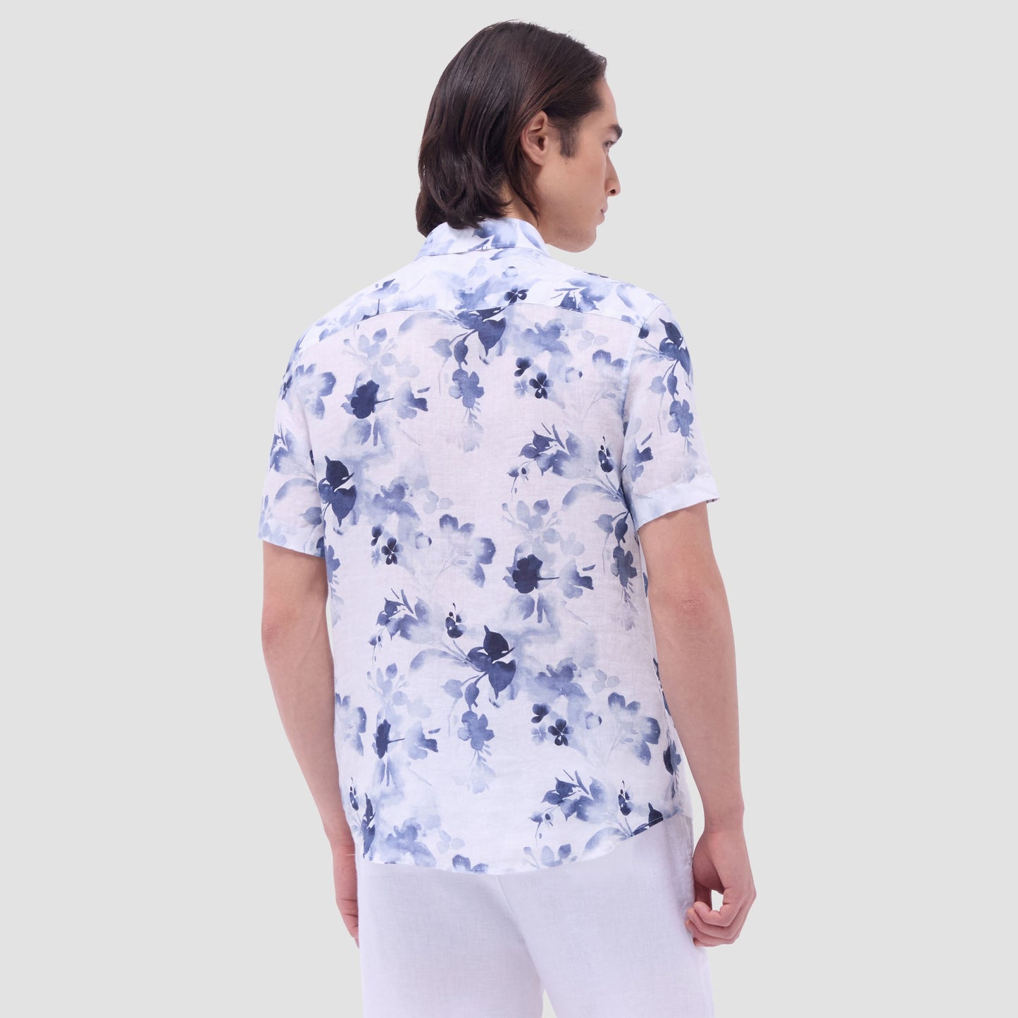 Bugatchi Orson Floral Short-Sleeve Shirt Steel