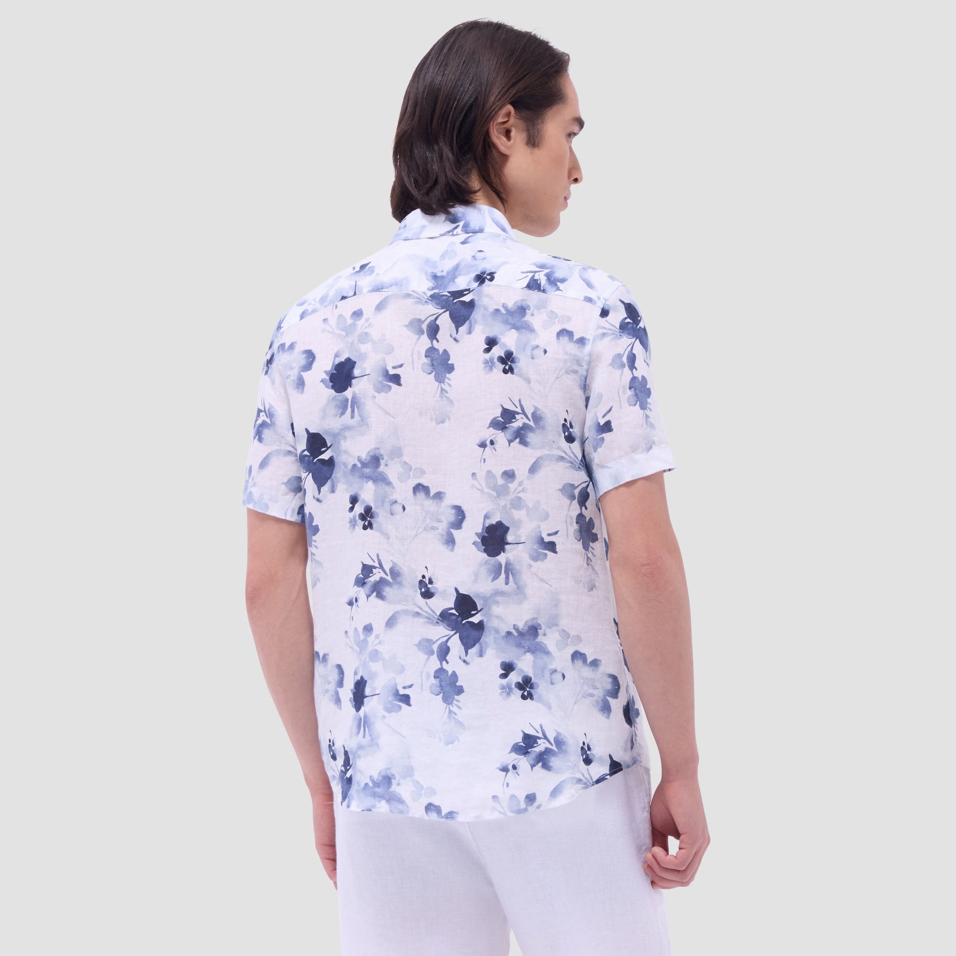 Bugatchi Orson Floral Short-Sleeve Shirt Steel